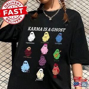 Karma Is A Ghost Shirt Spooky Season Eras   Midnights Halloween Tee